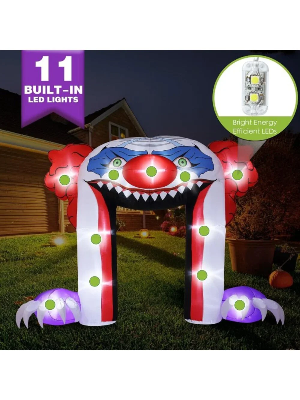 Giant 11 FT Creepy Clown Halloween Inflatable Archway - Outdoor Yard Decor